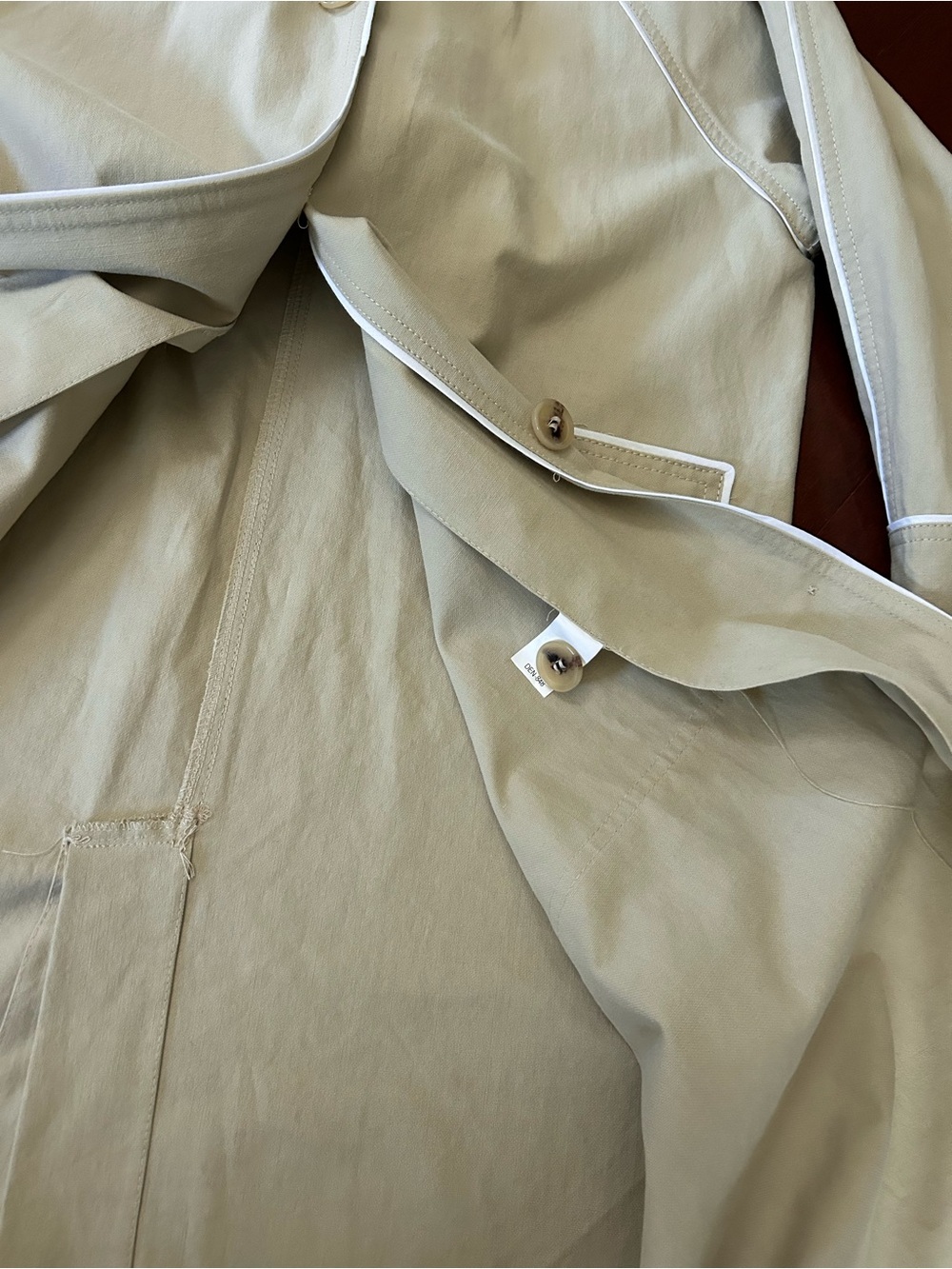 Zara Oversized Contrast Trench Coat Beige Piping Special Edition Sz XS Fits M/L - Picture 15 of 16